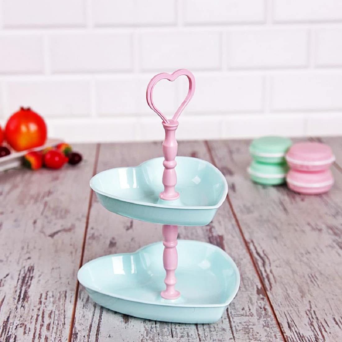 Set of Two Plastic Sweet & Mini Cupcake 2 Heart Shaped Tier Holder Tray