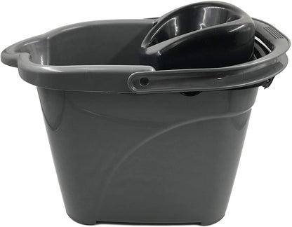 15 LT Plastic Cleaning Bucket with Handle and Wheels, Mop Floor Pail Wringer