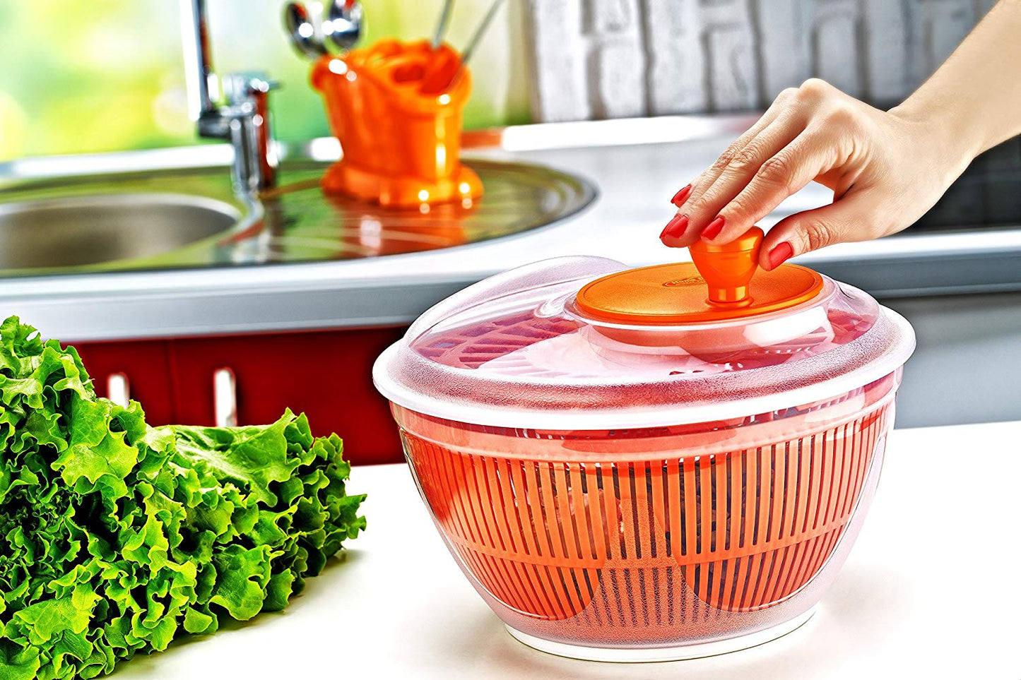 4.75 L Large Salad Spinner leaf Dryer Drying Lettuce Veg Drainer and Colander