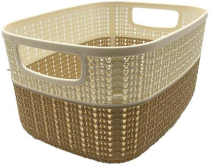 Set of 2 x (6.8LT) Medium Plastic Storage Baskets, Ghiordes Knit Basket Shelf Storage