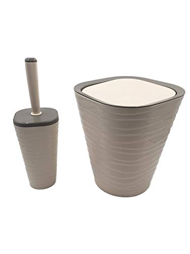 Rattan Style Bathroom set Swing Bin & Toilet Brush