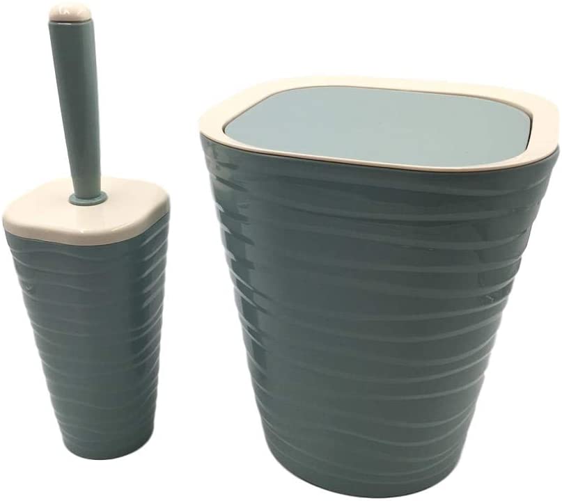 Rattan Style Bathroom set Swing Bin & Toilet Brush