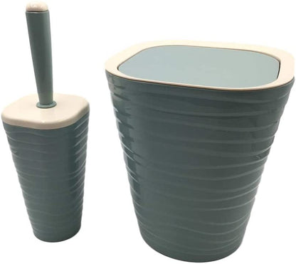 Rattan Style Bathroom set Swing Bin & Toilet Brush
