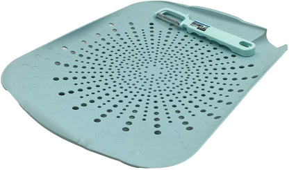 Filter Cutting Board with Colander Strainer Includes a Peeler