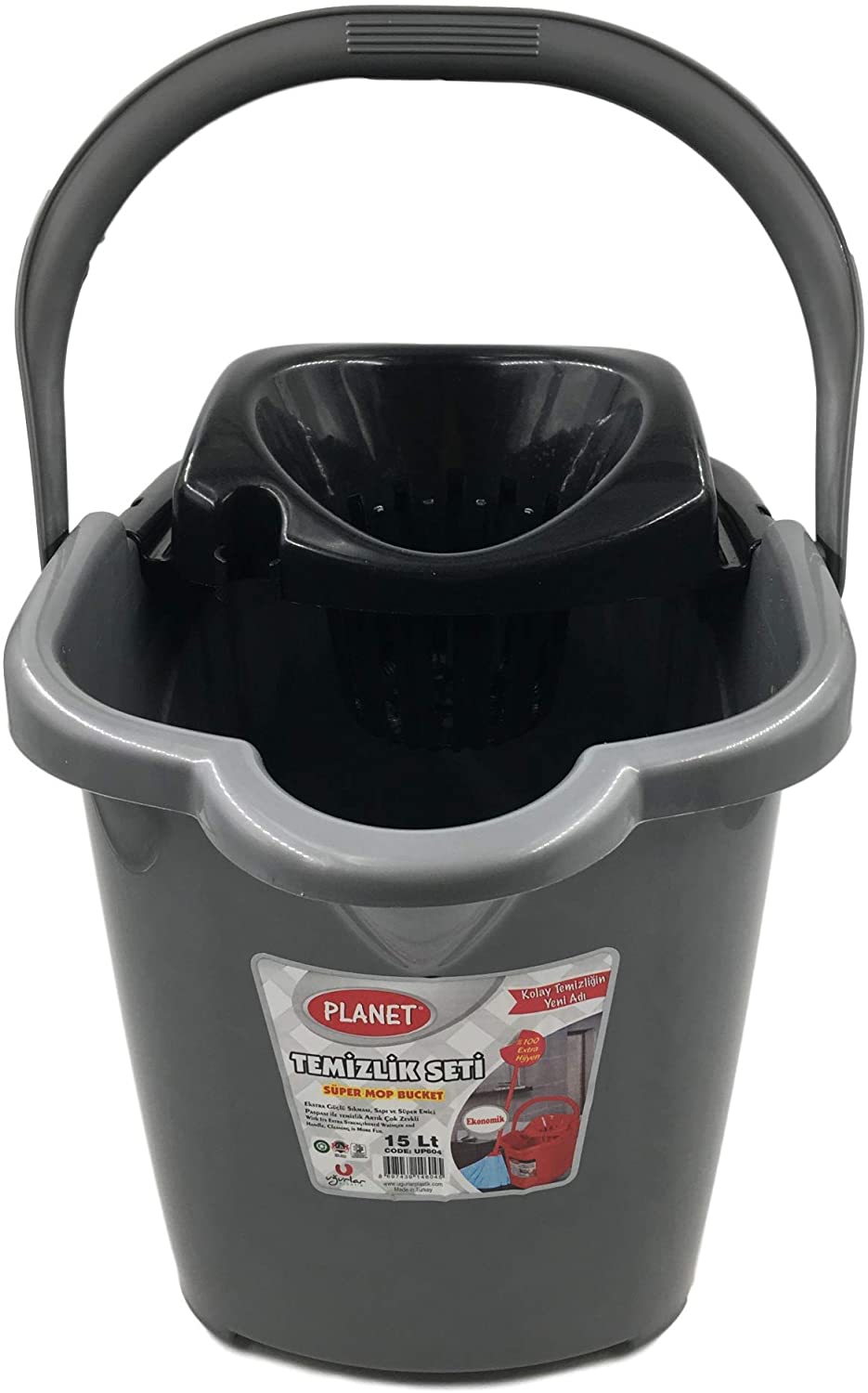 15 LT Plastic Cleaning Bucket with Handle and Wheels, Mop Floor Pail W –  BoxInHand