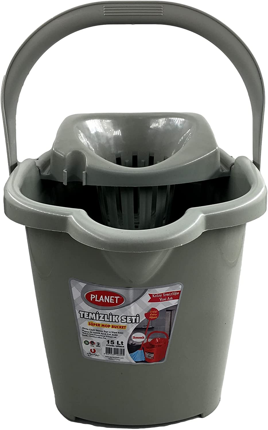15 LT Plastic Cleaning Bucket with Handle and Wheels, Mop Floor Pail W –  BoxInHand