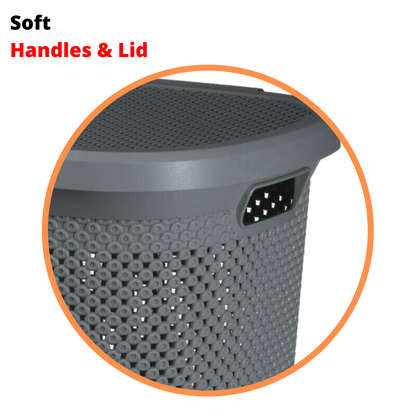 Large Plastic Laundry Bin Clothes Washing Basket Hamper with Lid 60 Litre