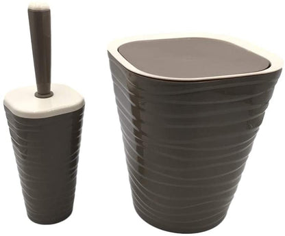 Rattan Style Bathroom set Swing Bin & Toilet Brush
