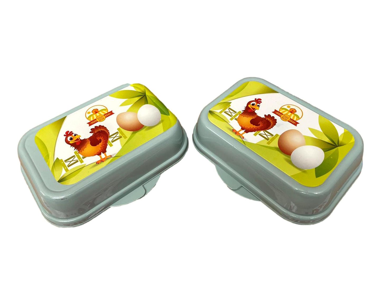 Set of 2 Portable Egg Box 6 Egg Holder, Container, BPA Free, Clip Lock