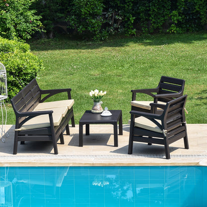 Rattan Garden Furniture Set Patio Conservatory Indoor Outdoor 4 Piece Set Table Chair Sofa