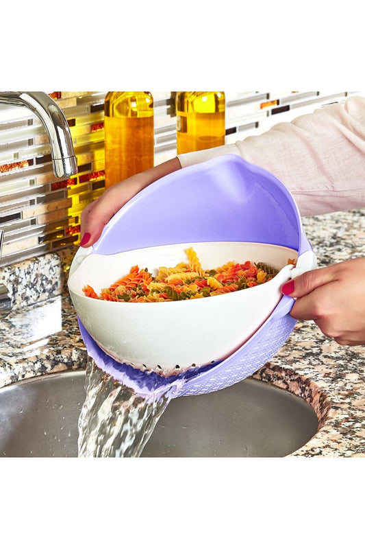 2 in 1 Strainer Colander Rotatable Bowl, Washing Veg, Fruit Basket