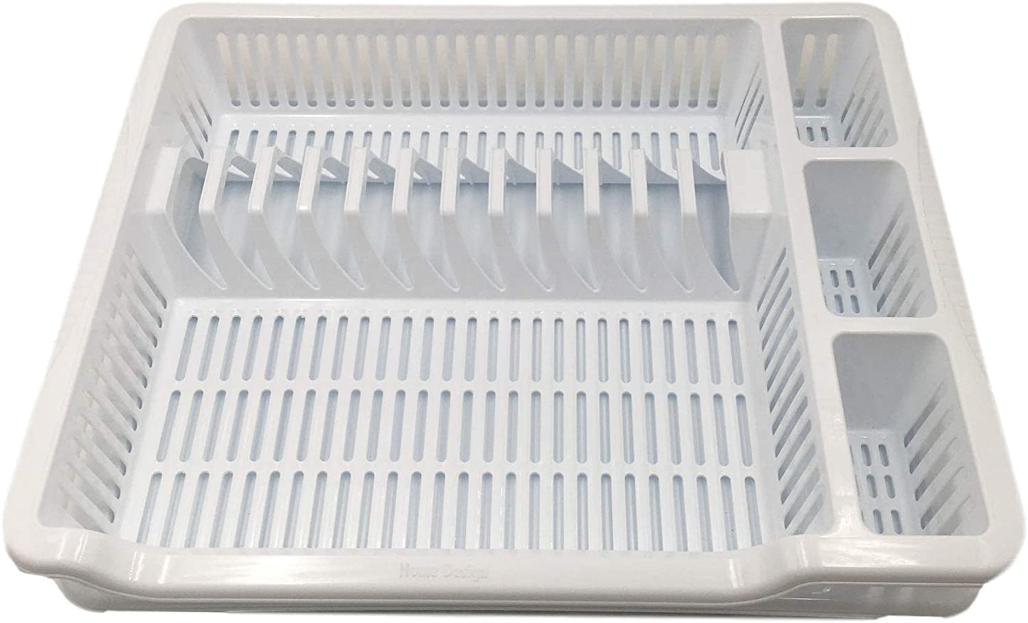 Large Dish Drainer Plate Cutlery Rack Holder with Drain Board