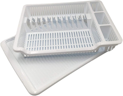 Large Dish Drainer Plate Cutlery Rack Holder with Drain Board