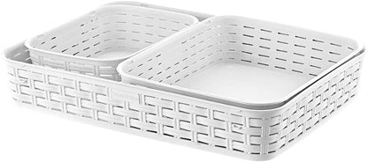 Set of 3 Knitted Storage Baskets, Organiser Boxes and Containers