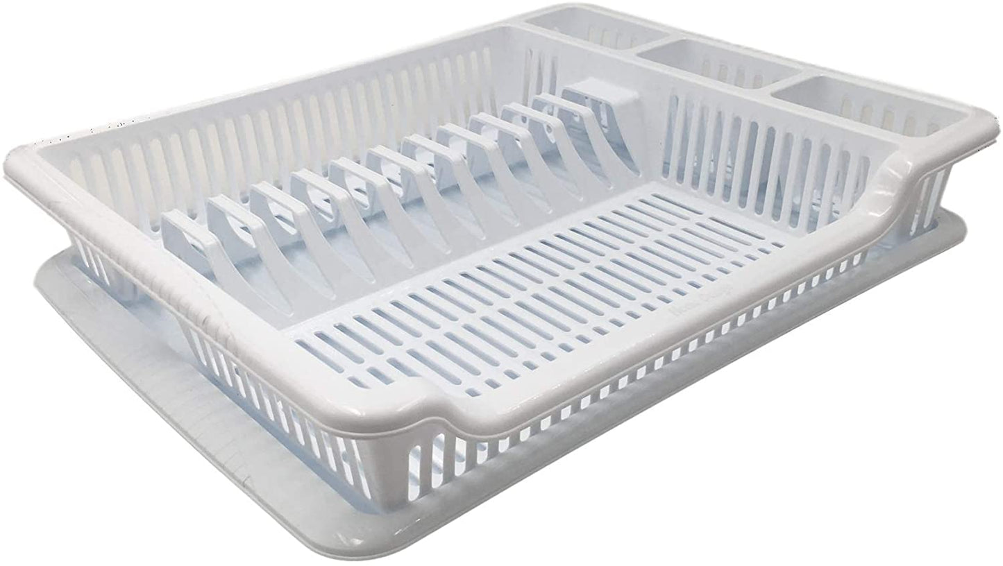 Large Dish Drainer Plate Cutlery Rack Holder with Drain Board