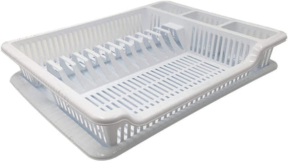 Large Dish Drainer Plate Cutlery Rack Holder with Drain Board