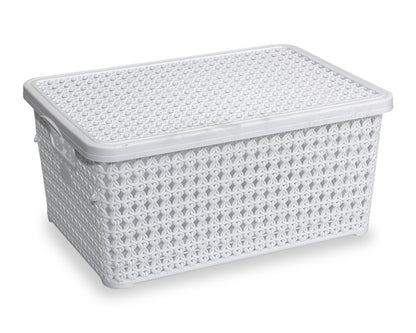 (Set of 2) 10 Litre Deep Knitted Storage Basket Organizer Box Container with Lid