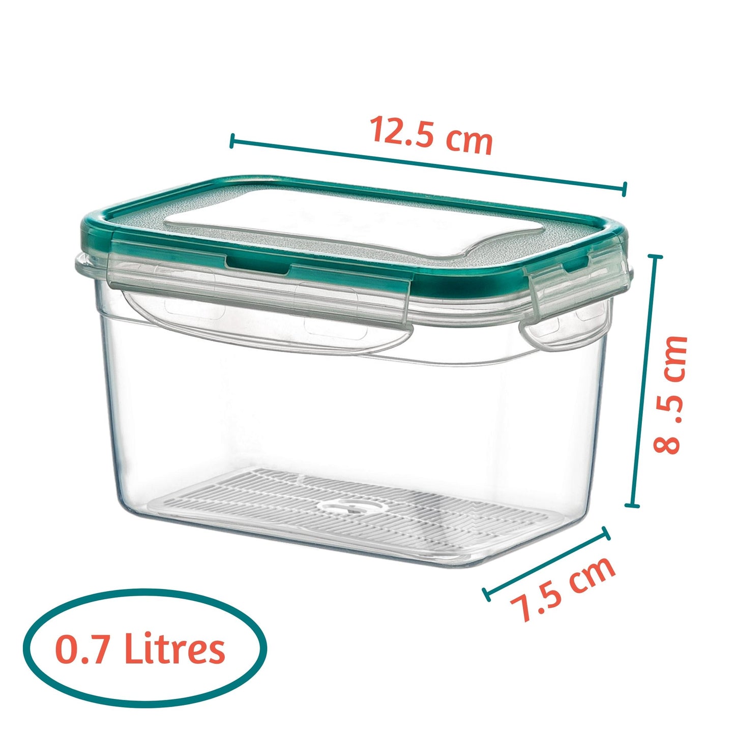 6 x (0.7 LT) Food Storage Containers Airtight Plastic Containers with Lids