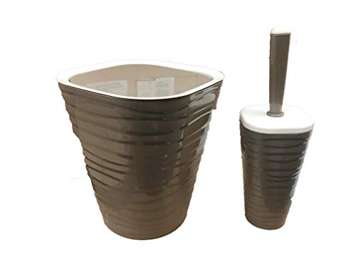 Rattan Style Bathroom set Swing Bin & Toilet Brush