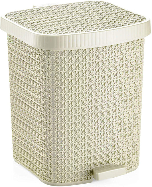 Set of 3 Knit Design Pedal Dustbin with Lid Includes Plastic Inner Bucket