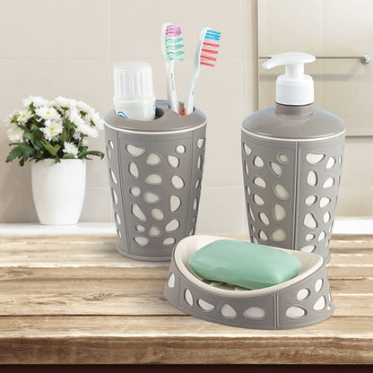 5pc Bathroom Accessories Set, Bin Toothbrush Tumbler Toilet Brush Soap Dispenser